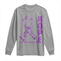 Hope Alzheimer's Awareness Purple Butterfly Ribbon Support Long Sleeve Shirt