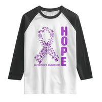 Hope Alzheimer's Awareness Purple Butterfly Ribbon Support Raglan Shirt