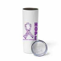 Hope Alzheimer's Awareness Purple Butterfly Ribbon Support Skinny Tumbler