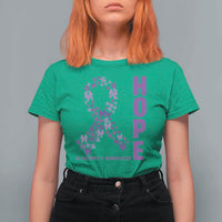 Hope Alzheimer's Awareness Purple Butterfly Ribbon Support T Shirt For Women