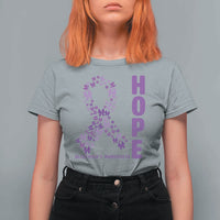 Hope Alzheimer's Awareness Purple Butterfly Ribbon Support T Shirt For Women