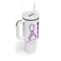 Hope Alzheimer's Awareness Purple Butterfly Ribbon Support Tumbler With Handle