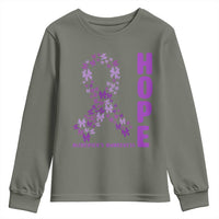 Hope Alzheimer's Awareness Purple Butterfly Ribbon Support Youth Sweatshirt