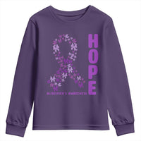 Hope Alzheimer's Awareness Purple Butterfly Ribbon Support Youth Sweatshirt