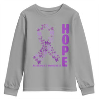 Hope Alzheimer's Awareness Purple Butterfly Ribbon Support Youth Sweatshirt