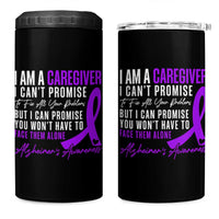 Alzheimer's Caregiver Support 4 in 1 Can Cooler Tumbler Purple Ribbon Hope Graphic