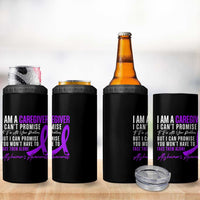 Alzheimer's Caregiver Support 4 in 1 Can Cooler Tumbler Purple Ribbon Hope Graphic