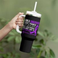Alzheimer's Caregiver Support Tumbler With Handle Purple Ribbon Hope Graphic