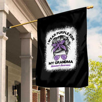I Wear Purple For My Grandma Garden Flag Alzheimers Awareness Messy Bun Graphic