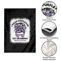 I Wear Purple For My Grandma Garden Flag Alzheimers Awareness Messy Bun Graphic