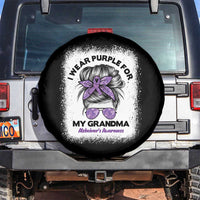 I Wear Purple For My Grandma Spare Tire Cover Alzheimers Awareness Messy Bun Graphic