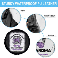 I Wear Purple For My Grandma Spare Tire Cover Alzheimers Awareness Messy Bun Graphic