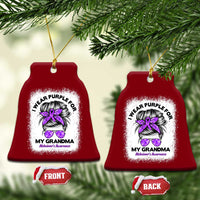 I Wear Purple For My Grandma Ceramic Ornament Alzheimers Awareness Messy Bun Graphic