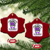 I Wear Purple For My Grandma Ceramic Ornament Alzheimers Awareness Messy Bun Graphic