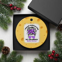 I Wear Purple For My Grandma Ceramic Ornament Alzheimers Awareness Messy Bun Graphic
