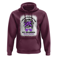 I Wear Purple For My Grandma Hoodie Alzheimers Awareness Messy Bun Graphic