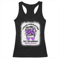 I Wear Purple For My Grandma Racerback Tank Top Alzheimers Awareness Messy Bun Graphic