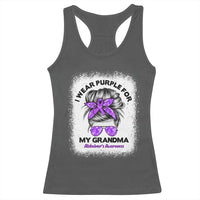 I Wear Purple For My Grandma Racerback Tank Top Alzheimers Awareness Messy Bun Graphic