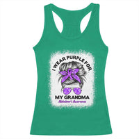I Wear Purple For My Grandma Racerback Tank Top Alzheimers Awareness Messy Bun Graphic