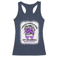 I Wear Purple For My Grandma Racerback Tank Top Alzheimers Awareness Messy Bun Graphic