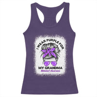 I Wear Purple For My Grandma Racerback Tank Top Alzheimers Awareness Messy Bun Graphic