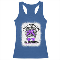 I Wear Purple For My Grandma Racerback Tank Top Alzheimers Awareness Messy Bun Graphic