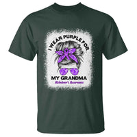 I Wear Purple For My Grandma T Shirt Alzheimers Awareness Messy Bun Graphic