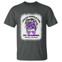I Wear Purple For My Grandma T Shirt Alzheimers Awareness Messy Bun Graphic