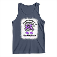 I Wear Purple For My Grandma Tank Top Alzheimers Awareness Messy Bun Graphic