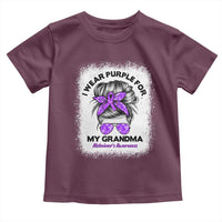 I Wear Purple For My Grandma Toddler T Shirt Alzheimers Awareness Messy Bun Graphic