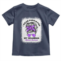 I Wear Purple For My Grandma Toddler T Shirt Alzheimers Awareness Messy Bun Graphic