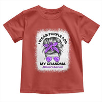 I Wear Purple For My Grandma Toddler T Shirt Alzheimers Awareness Messy Bun Graphic