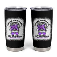 I Wear Purple For My Grandma Tumbler Cup Alzheimers Awareness Messy Bun Graphic
