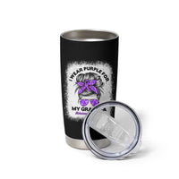 I Wear Purple For My Grandma Tumbler Cup Alzheimers Awareness Messy Bun Graphic