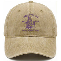 I Heard You Like Bad Girls Washed Cotton Baseball Cap Funny Sarcastic Skeleton Lover