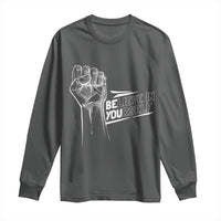 Believe In Yourself Long Sleeve Shirt Strong Fist Motivational Quote - Wonder Print Shop
