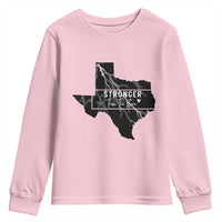 Strong Texas Youth Sweatshirt Stronger Than The Storm Quote - Wonder Print Shop