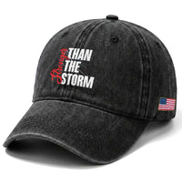 Stronger Than The Storm Washed Cotton Baseball Cap Positive Mindset Motivation