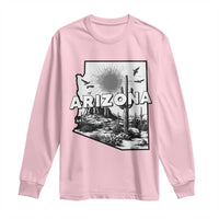 Arizona Cactus Vintage State Map Desert Gift Long Sleeve Shirt - Wonder Print Shop