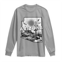 Arizona Cactus Vintage State Map Desert Gift Long Sleeve Shirt - Wonder Print Shop