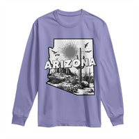 Arizona Cactus Vintage State Map Desert Gift Long Sleeve Shirt - Wonder Print Shop