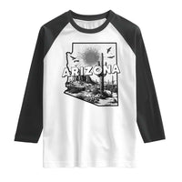 Arizona Cactus Vintage State Map Desert Gift Raglan Shirt - Wonder Print Shop