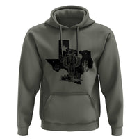 Western Pride Gift Hoodie Cactus Texas Map With Cowboy Hat - Wonder Print Shop