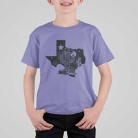Western Pride Gift T Shirt For Kid Cactus Texas Map With Cowboy Hat - Wonder Print Shop