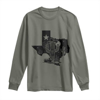 Western Pride Gift Long Sleeve Shirt Cactus Texas Map With Cowboy Hat - Wonder Print Shop