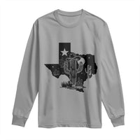 Western Pride Gift Long Sleeve Shirt Cactus Texas Map With Cowboy Hat - Wonder Print Shop