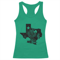 Western Pride Gift Racerback Tank Top Cactus Texas Map With Cowboy Hat - Wonder Print Shop