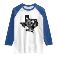 Western Pride Gift Raglan Shirt Cactus Texas Map With Cowboy Hat - Wonder Print Shop