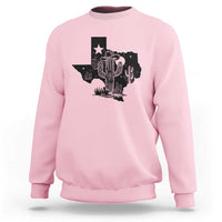 Western Pride Gift Sweatshirt Cactus Texas Map With Cowboy Hat - Wonder Print Shop