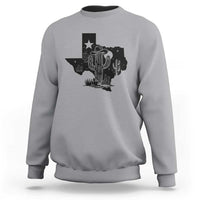 Western Pride Gift Sweatshirt Cactus Texas Map With Cowboy Hat - Wonder Print Shop